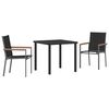 vidaXL Conjunto de Comedor de Jard&iacute;n 3 pcs Negro