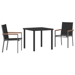 vidaXL Conjunto de Comedor de Jard&iacute;n 3 pcs Negro