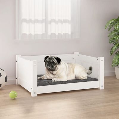 vidaXL Cama para perros madera maciza de pino blanco 65,5x50,5x28 cm
