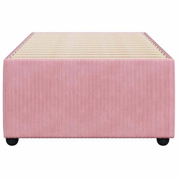 vidaXL Estructura de cama sin colch&oacute;n terciopelo rosa 100x200 cm