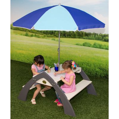AXI Mesa de pícnic para niños Kylo con sombrilla XL blanco y gris