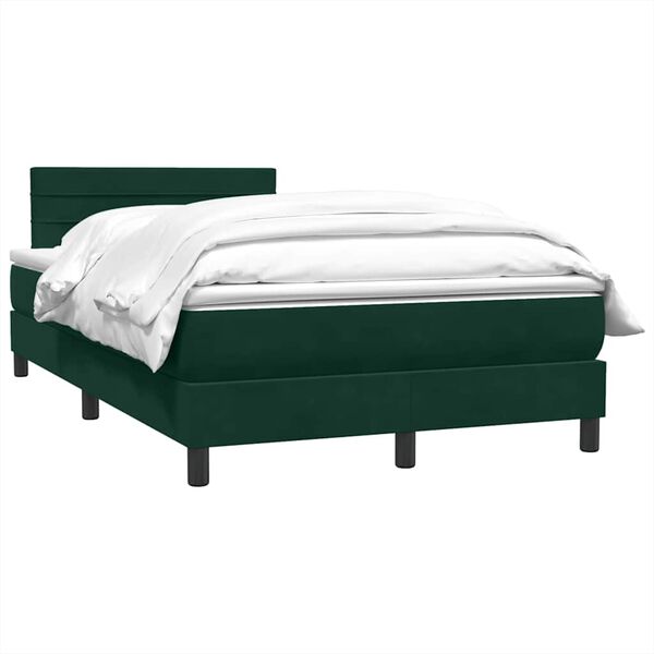 vidaXL Cama box spring con colch&oacute;n terciopelo verde oscuro 120x210 cm