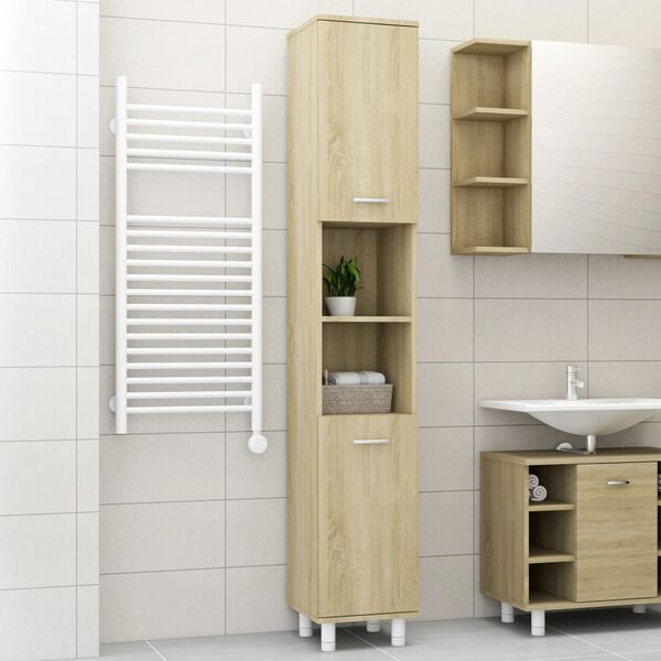 vidaXL Armario de baño madera contrachapada color roble 30x30x179 cm