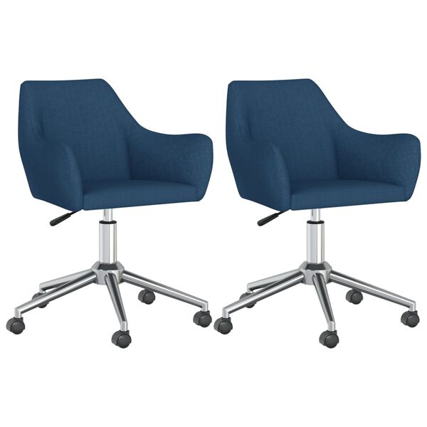 vidaXL Sillas de comedor giratorias 2 unidades tela azul