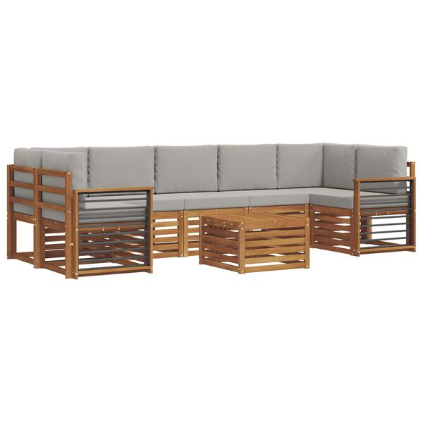 vidaXL Juegos de sof&aacute;s con coj&iacute;n 8 pcs Gris Natural y Claro