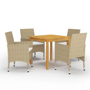 vidaXL Juego de comedor de jard&iacute;n de 5 piezas beige