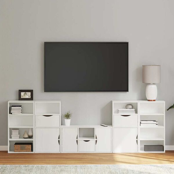 vidaXL Muebles de TV 5 uds. con almacenaje "ODDA" blanco madera pino