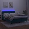 vidaXL Cama box spring colch&oacute;n y LED terciopelo azul oscuro 140x190 cm