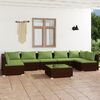 vidaXL Set muebles de jard&iacute;n 8 piezas y cojines rat&aacute;n sint&eacute;tico marr&oacute;n