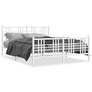 vidaXL Estructura cama sin colch&oacute;n con estribo metal blanco 150x200 cm