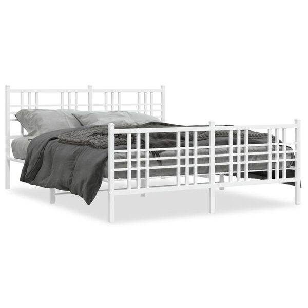 vidaXL Estructura cama sin colch&oacute;n con estribo metal blanco 150x200 cm