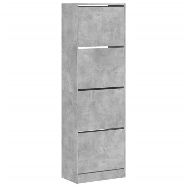 vidaXL Mueble zapatero 4 cajones abatibles gris hormig&oacute;n 60x34x187,5cm