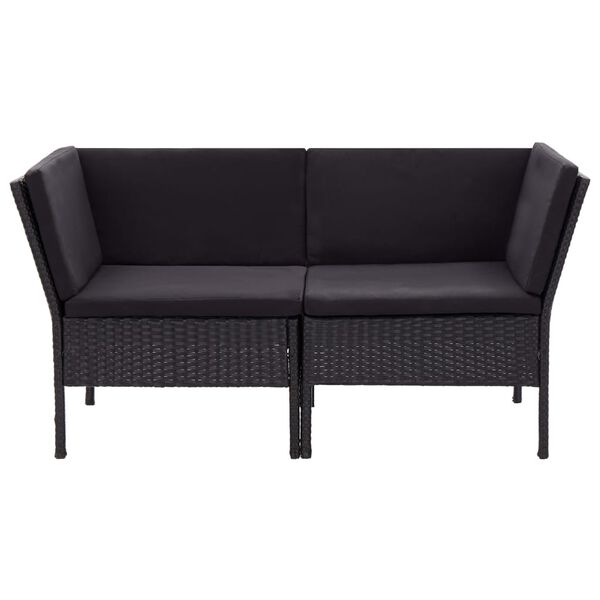 vidaXL Set muebles de jard&iacute;n 8 piezas y cojines rat&aacute;n sint&eacute;tico negro