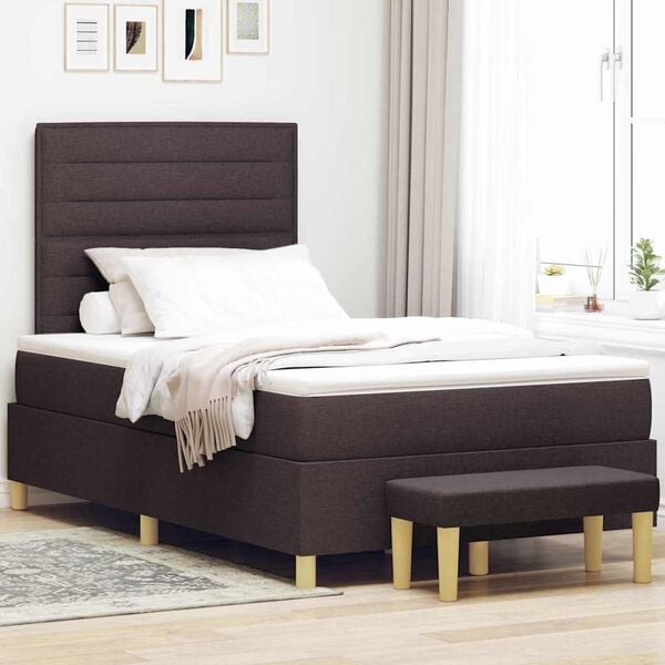 vidaXL Cama tipo Box Spring Marr&oacute;n oscuro 120 x 190 cm tela