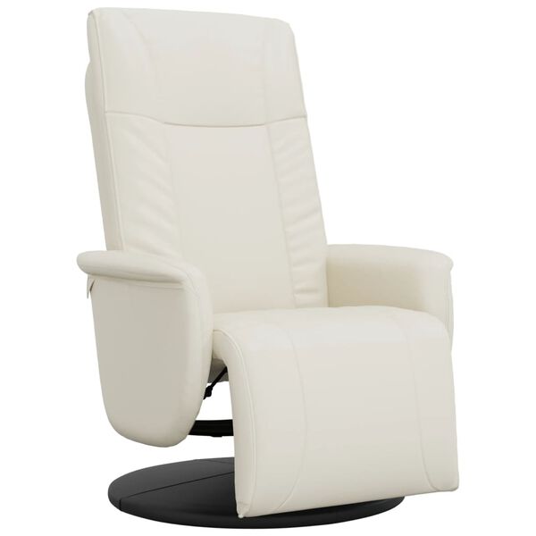 vidaXL Sill&oacute;n reclinable con reposapi&eacute;s cuero sint&eacute;tico color crema
