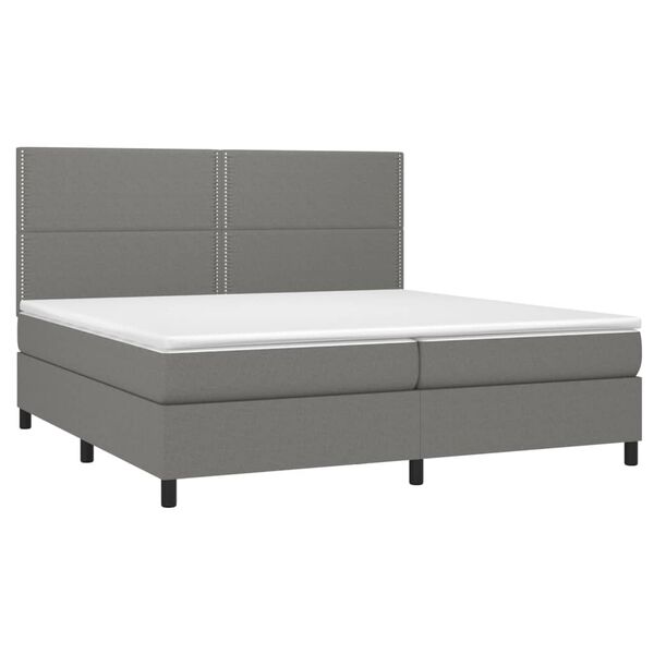 vidaXL Cama box spring colch&oacute;n y luces LED tela gris claro 200x200 cm