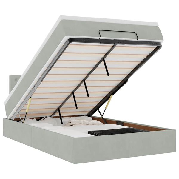 vidaXL Estructura cama otomana colch&oacute;n terciopelo gris claro 120x200cm