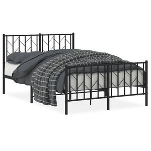 vidaXL Estructura cama sin colch&oacute;n con estribo metal negro 120x200 cm