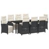 vidaXL Conjunto de Comedor de Jard&iacute;n 9 pcs Negro rat&aacute;n sint&eacute;tico