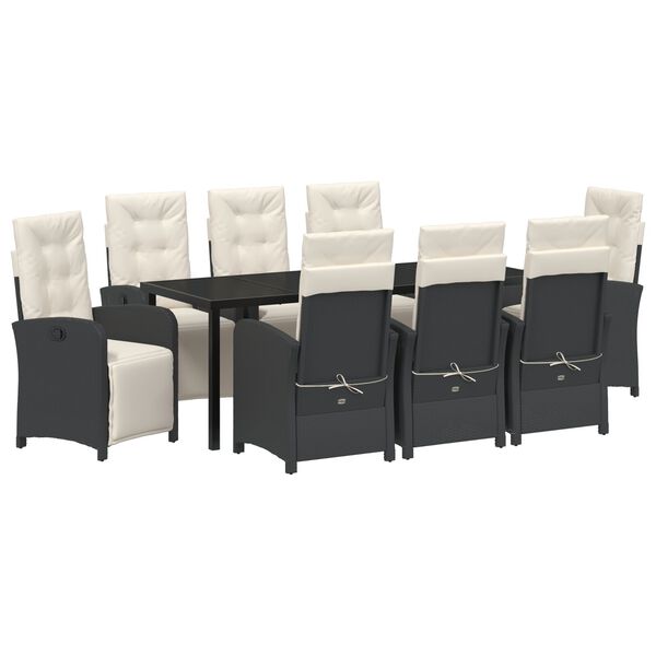 vidaXL Conjunto de Comedor de Jard&iacute;n 9 pcs Negro rat&aacute;n sint&eacute;tico