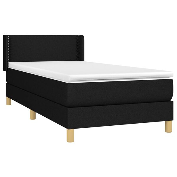 vidaXL Cama box spring con colch&oacute;n tela negro 90x200 cm