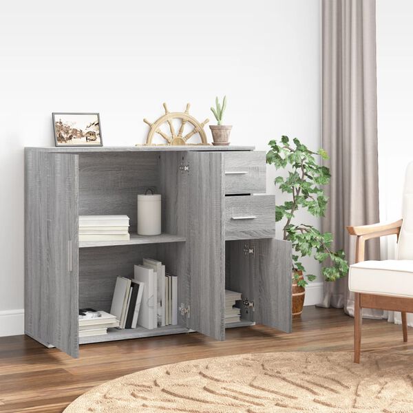 vidaXL Aparador de madera contrachapada gris Sonoma 91x29,5x75 cm