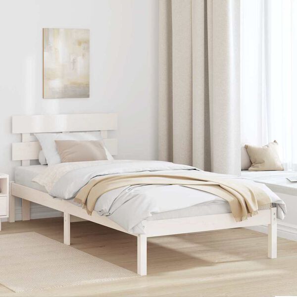 vidaXL Estructura de cama Blanco 90 x 200 cm Madera maciza de Pino