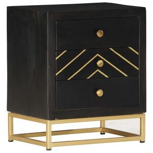 vidaXL Mesita de noche madera maciza mango negro y dorado 40x30x50cm