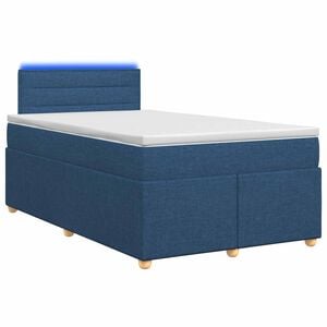 vidaXL Cama box spring con colch&oacute;n con cabecera Azul 120 x 190 cm Tela