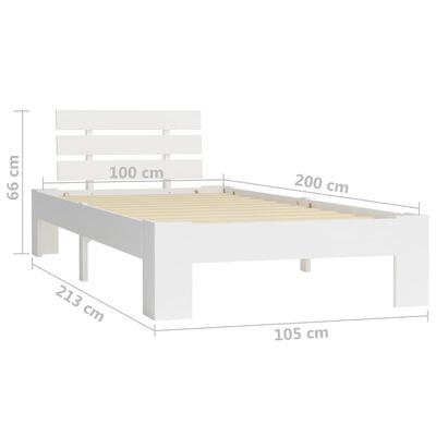 vidaXL Estructura de cama de madera maciza de pino blanco 100x200 cm