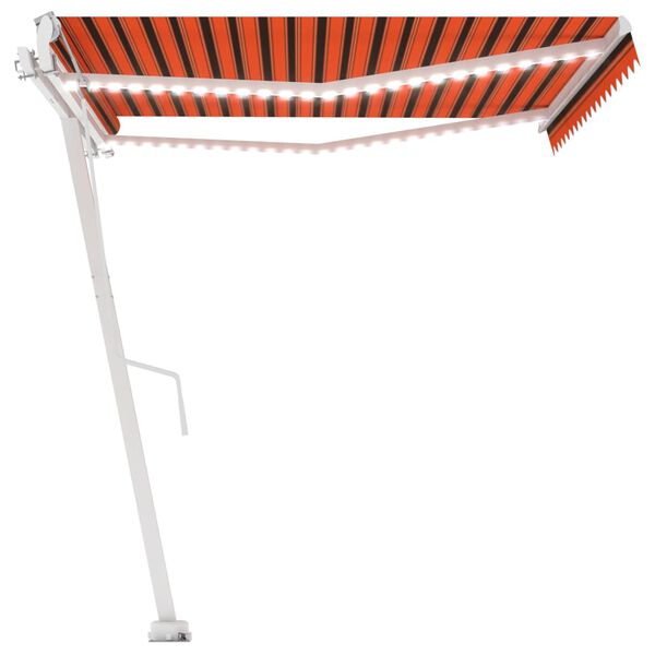 vidaXL Toldo autom&aacute;tico LED sensor de viento naranja marr&oacute;n 450x300 cm