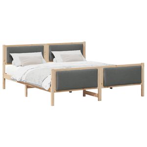 vidaXL Estructura de cama con cabecera Gris oscuro 200 x 200 cm tela