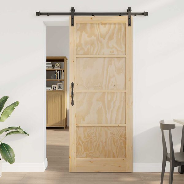 vidaXL Puerta Corredera Marrón 86 x 211 cm Madera de pino macizo