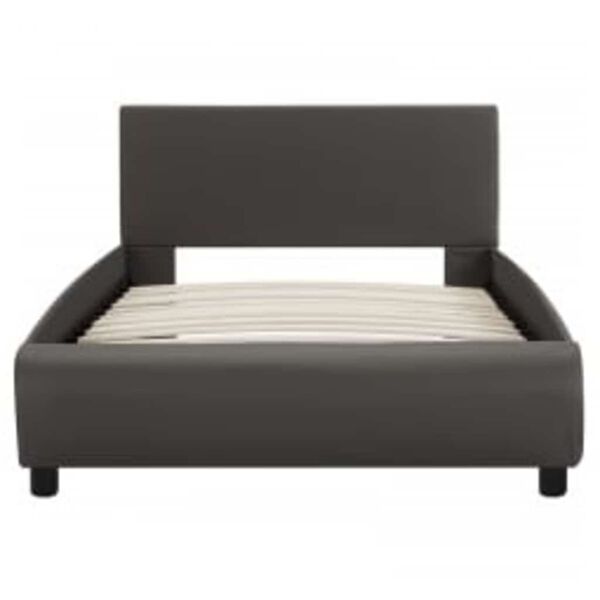 vidaXL Estructura de cama con LED sin colch&oacute;n cuero gris 90x200 cm