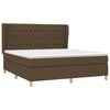 vidaXL Cama box spring con colch&oacute;n tela marr&oacute;n oscuro 180x200 cm