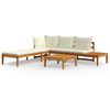 vidaXL Muebles de jard&iacute;n 3 pzas con cojines crema madera de acacia