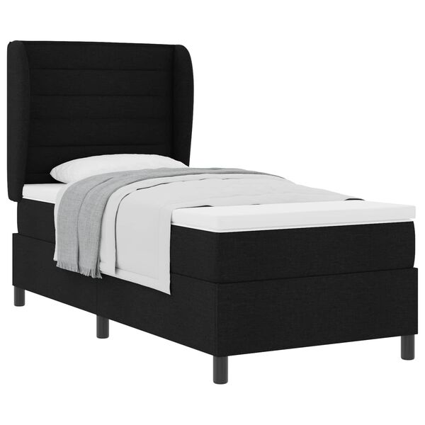 vidaXL Cama tipo Box Spring con colch&oacute;n Negro 80 x 200 cm tela