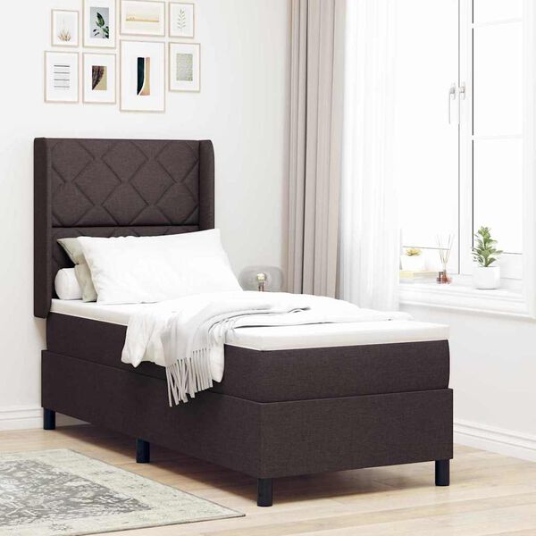vidaXL Cama tipo Box Spring con colch&oacute;n Marr&oacute;n oscuro 80 x 200 cm tela