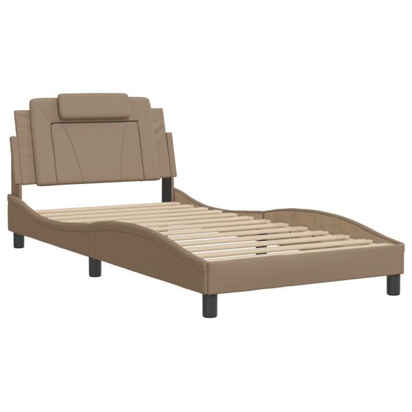 vidaXL Estructura de cama Viana sin colch&oacute;n cuero sint&eacute;tico capuchino 100x200cm