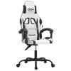 vidaXL Silla gaming cuero sintético blanco y negro