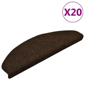 vidaXL Felpudos autoadhesivos para escaleras, 20 unidades, 65 x 21 x 4 cm, color marr&oacute;n, semicirculares, grandes