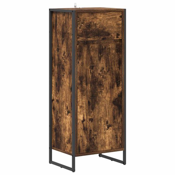 vidaXL Gabinete de Ba&ntilde;o con caj&oacute;n Roble Humo 40 x 30 x 100 cm