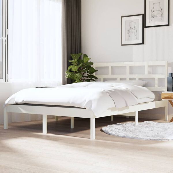 vidaXL Estructura de cama de madera maciza de pino blanco 140x190 cm