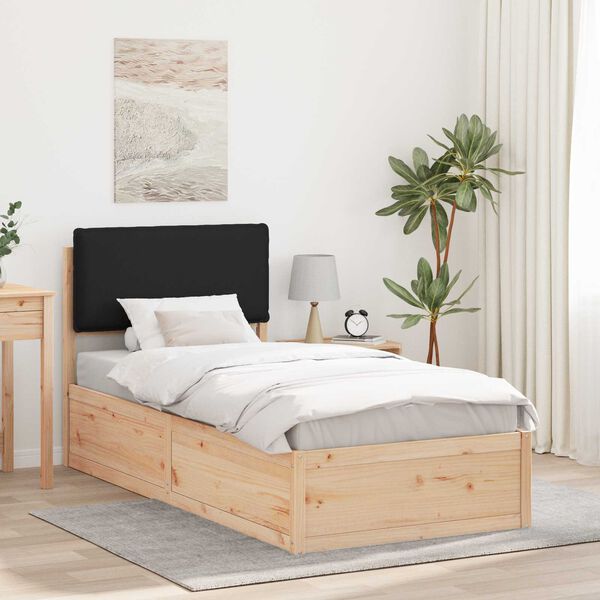 vidaXL Estructura de Cama con Cabecera Tapizada Negro 75 x 190 cm