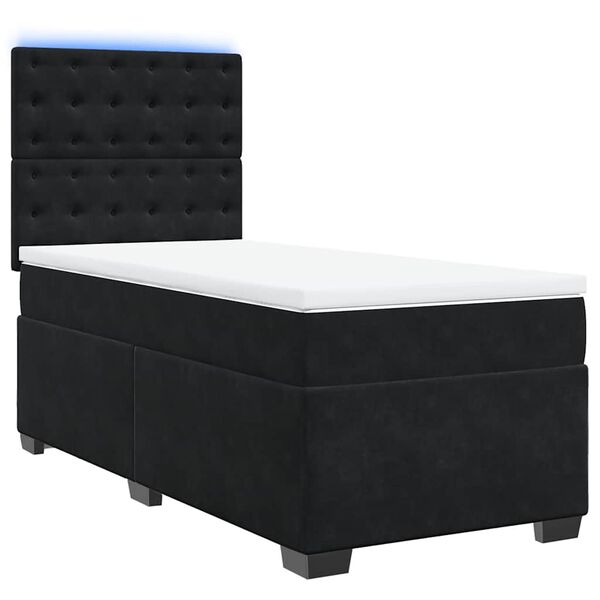 vidaXL Cama box spring con colch&oacute;n cuero sint&eacute;tico negro 90x190 cm