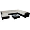 vidaXL Set muebles de jard&iacute;n 8 piezas y cojines rat&aacute;n sint&eacute;tico negro