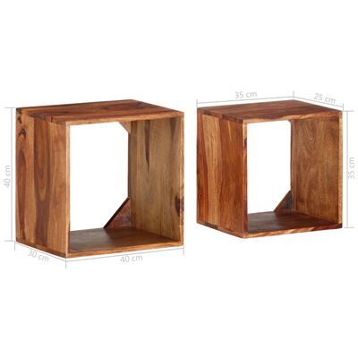 vidaXL Mesas apilables de madera maciza de sheesham 2 piezas