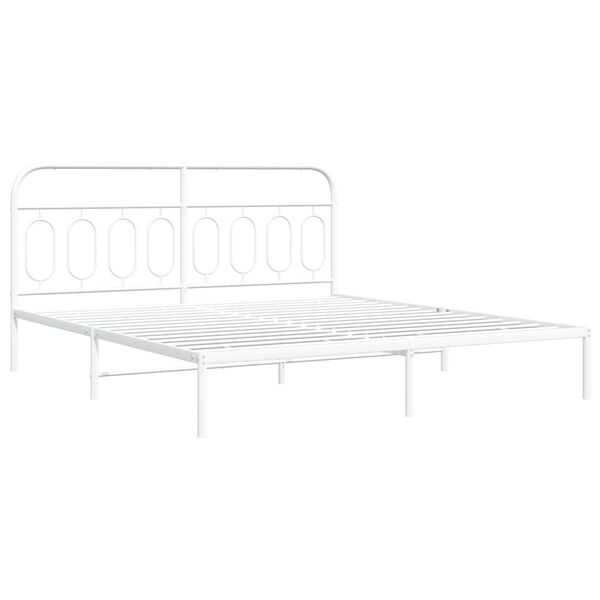 vidaXL Estructura cama sin colch&oacute;n con cabecero metal blanco 160x200cm