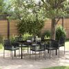 vidaXL Conjunto de Comedor de Jard&iacute;n 7 pcs Negro Rat&aacute;n sint&eacute;tico