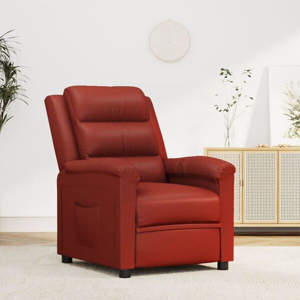 vidaXL Sill&oacute;n reclinable de cuero sint&eacute;tico rojo tinto